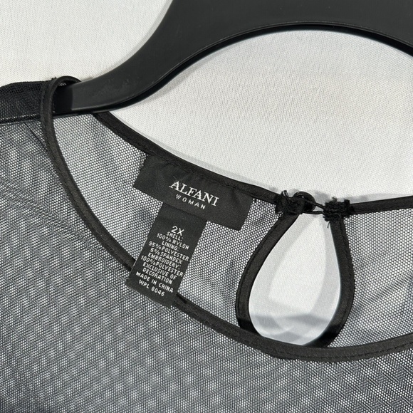 NEW $120 Alfani [ 2X ] Embroidered‎ Ruffle Illusion Top in Black Purple - Picture 9 of 12